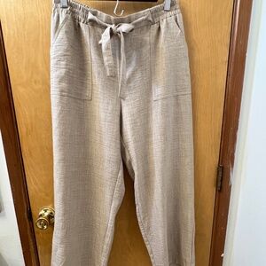 Soho Apparel Linen Like Pants Lightweight Tie Front Size Medium
